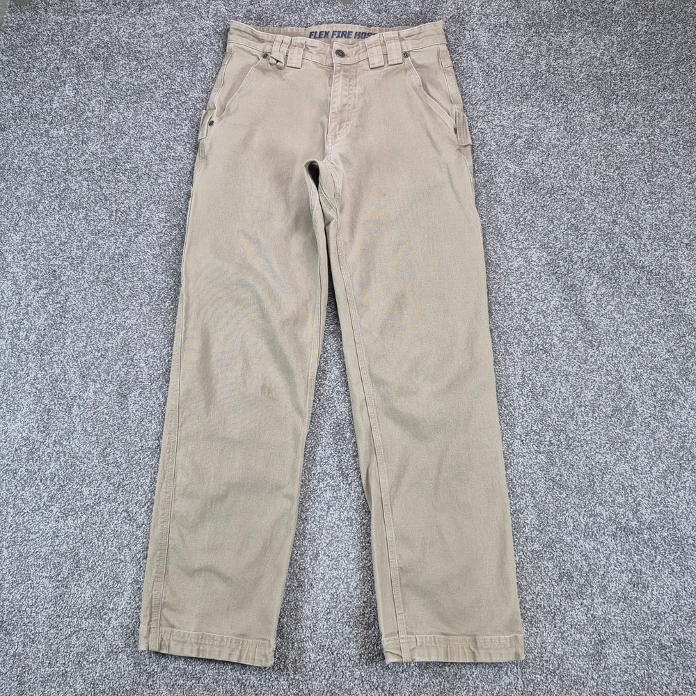 Duluth Trading Flex Fire Hose Pants Mens 30x32 Khaki Relaxed Fit Work‎ Utility